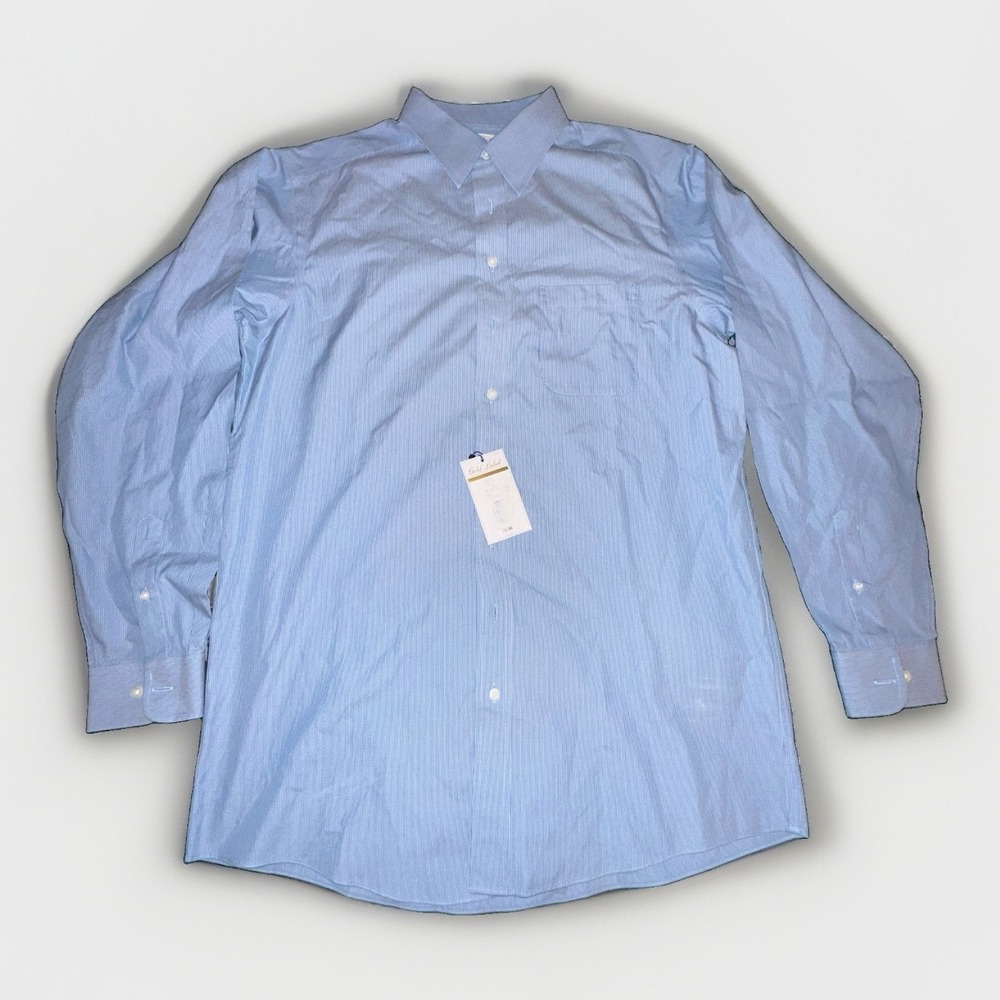 Roundtree & Yorke Gold Label Button Down 16.5 36/37 Blue & White Striped Prep